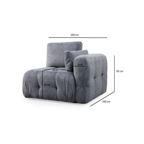 Atelier Del Sofa Fotelja Amaris 1R, 100 x 100 x 65 cm, Tamno siva Cene