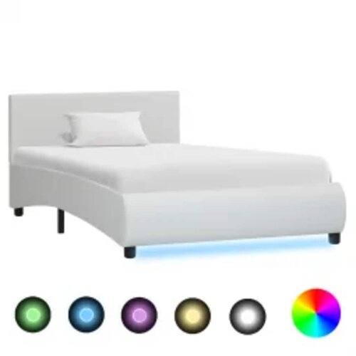  Okvir za krevet od umjetne kože s LED svjetlom bijeli 90x200 cm Cene