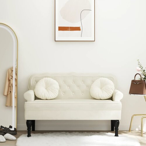 VidaXL Klop z naslonjalom krem 119,5x64,5x75 cm žamet Slike