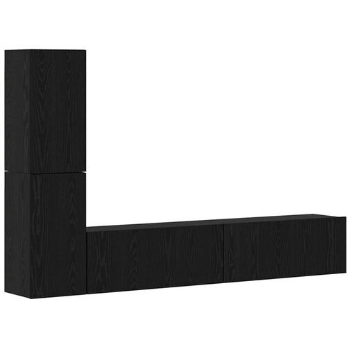 vidaXL Stenski TV kabinet 2 pcs Črna Orehovina Konstruiran les, (5000132533) Cene