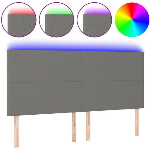 Maison Chic led posteljno vzglavje - vzglavna omarica - nočna omarica temno sivo 200x5x118/128 cm blago, (21707617) Slike
