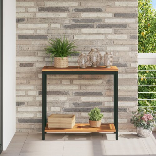 vidaXL Vanjski stolovi Prirodno i crno Čvrsto drvo i čelik 80 x 35 x 75 cm Cijene