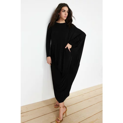 Trendyol Black Elegant Knitted Kaftan Dress