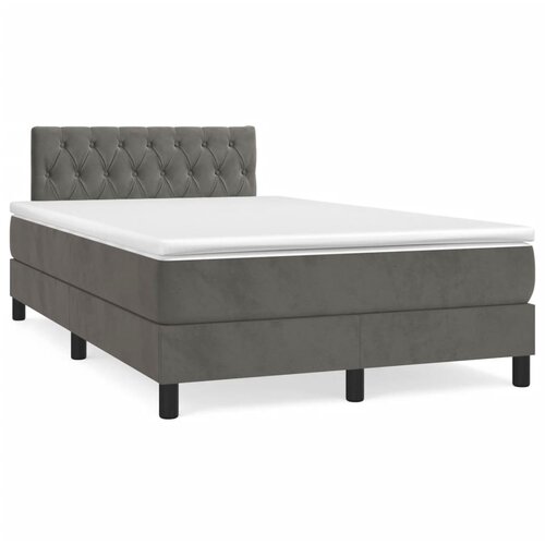 VidaXL Box spring postelja z vzmetnico temno siv 120x190 cm žamet Slike