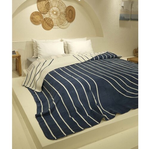 Oyo Concept Belo/temno modro pregrinjalo za zakonsko posteljo 200x220 cm Twin &amp;ndash; Oyo Concept Slike