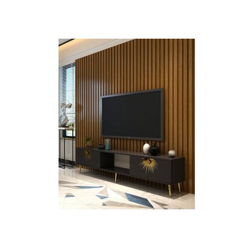 Hanah home Hanah Kućni TV komoda Nida, 150x40,6x29,6 cm, Antracit-zlatna Cene