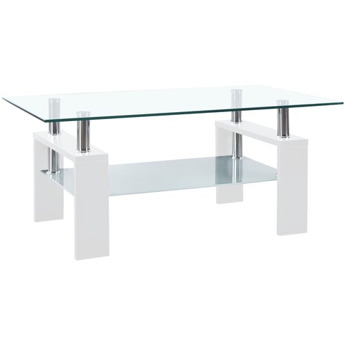 vidaXL Stolić za kavu bijeli i prozirni 95x55x40 cm od kaljenog stakla Cijene