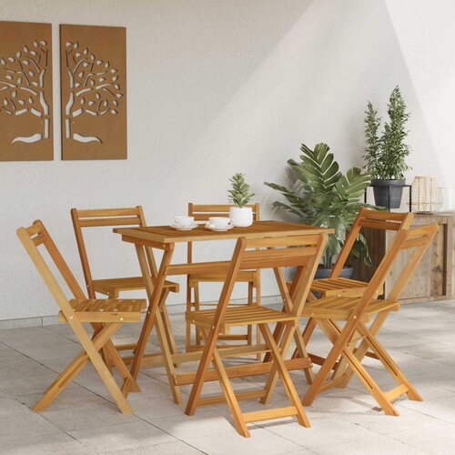  Sklopive Vrtne Stolice 6 pcs Prirodna 40 x 53 x 80 cm Slike