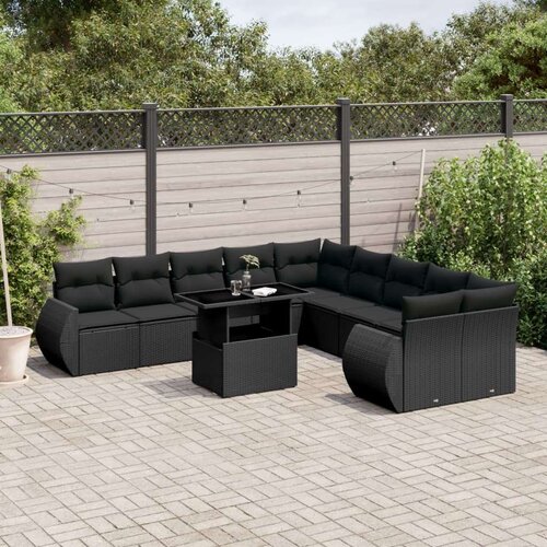  11-dijelni set vrtnih sofa od poliratana s jastucima crni Cijene