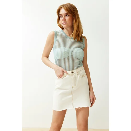 Trendyol Mint Transparent Knitwear Blouse