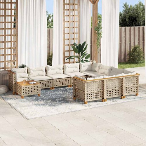  11-dijelni set vrtnih sofa od poliratana s jastucima crni 55 x 55 x 36 cm Slike