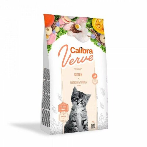CALIBRA Cat Verve Grain Free Kitten Piletina & Ćuretina, hrana za mačke 750g Slike