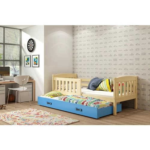 BMS Group Otroška postelja Kubus z dodatnim ležiščem - 80x190 cm - bor/modra