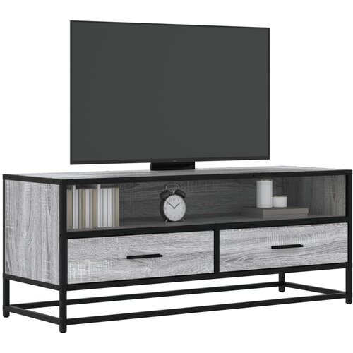 VidaXL TV omarica siva sonoma 100x34,5x40 cm inženirski les in kovina Slike