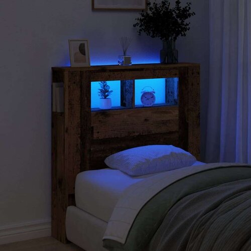 vidaXL LED posteljno vzglavje starinski les 100x18,5x103,5 cm inž. les Cene