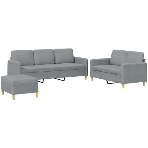 Maison Chic Sedežna garnitura - kavč 3-delna z blazinami svetlo sivo blago, (21728666) Cene