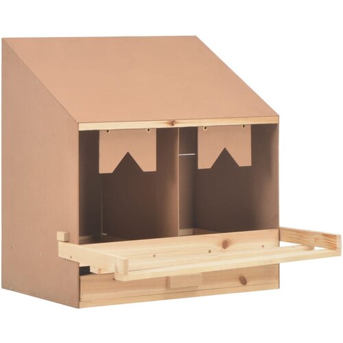 VidaXL Gnezdi&amp;scaron;če za koko&amp;scaron;i z 2 predelkoma 63x40x65 cm trdna borovina Slike