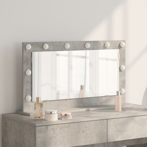 VidaXL Ogledalo za toalete Betonska siva Beton 80 x 45 x 18 cm Ogledalo Slike