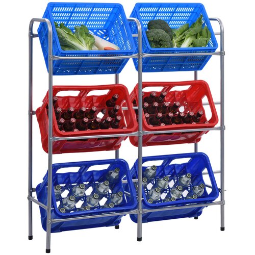 Police za pohranu za 6 sanduka srebrne 96 x 33 x 116 cm čelične Cijene