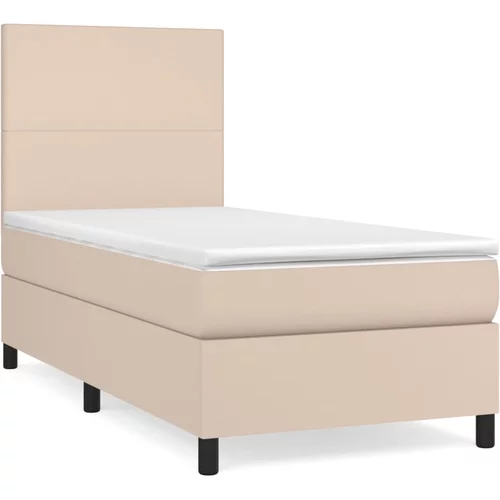 vidaXL Box spring postelja z vzmetnico kapučino 90x190 cm umetno usnje, (20897336)