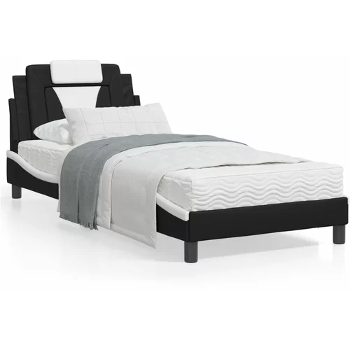  Okvir kreveta s LED svjetlom crno-bijeli 90x190 cm umjetna koža