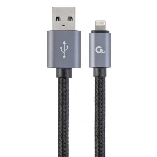 Gembird CCB-mUSB2B-AMLM-6 Cotton braided 8-pin cable with metal connectors, 1.8 m, black, blister Cene