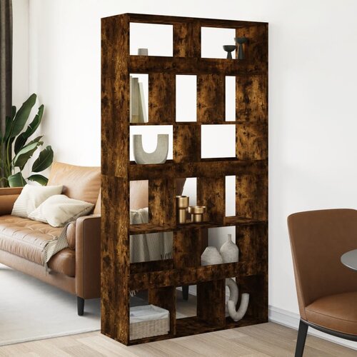 VidaXL Pregrada za prostor dimljen hrast 100x33x187,5 cm inž. les Slike
