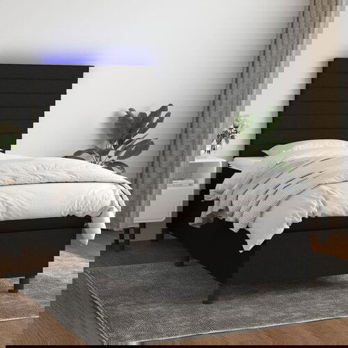 VidaXL Krevet box spring s madracem LED crni 80 x 200 cm od tkanine Slike