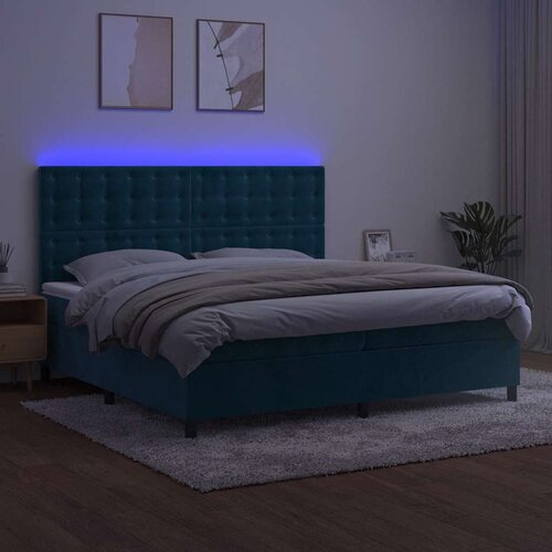  Krevet box spring s madracem LED tamnoplavi 200x200 cm bar&amp;scaron;un Slike