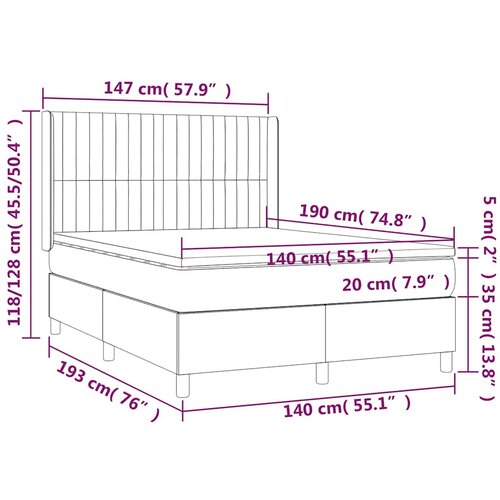  Krevet s oprugama i madracem crni 140 x 190 cm od tkanine Slike