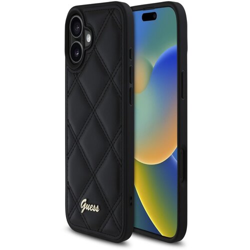 Guess PU Leather Quilted Zadn&iacute; Kryt pro iPhone 16 Black Ovitek za telefon Vijolična Cene
