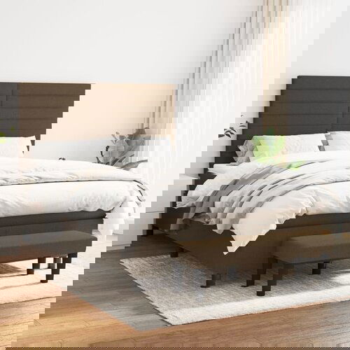The Living Store Box spring postelja z vzmetnico temno rjav 140x190 cm blago - Box Spring Postelja, (21521659) Cene