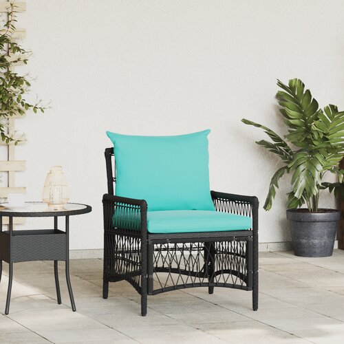 VidaXL vrtna stolica s jastucima crna 60x70x78 cm poli ratan Slike