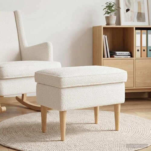  Stolica za noge Krem 55 x 35 x 41 cm Boucl&amp;eacute; - Krem Slike