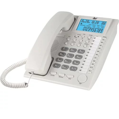 Meanit analogni telefon, stoni, lcd ekran, bela - ST200 white Cene