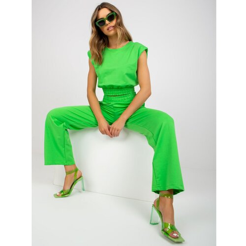 Fashion Hunters light green basic set with wide rue paris pants Slike