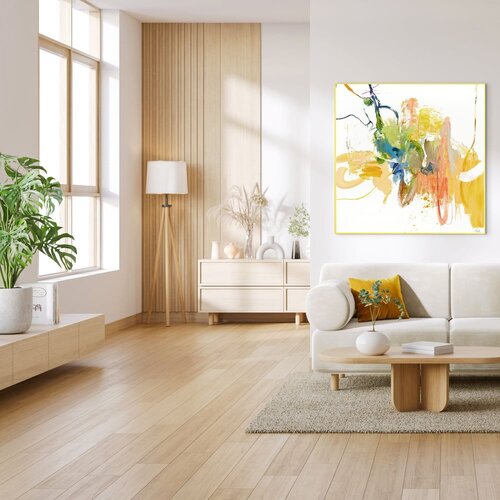 Malerifabrikken Slika s ručno oslikanim elementima 102x102 cm Confidential Yellow &amp;ndash; Slike