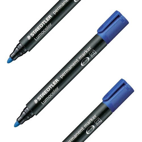 Staedtler Lumocolor, permanentni marker, obli vrh, plava Slike