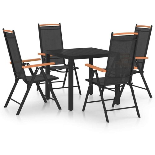 vidaXL 5-dijelni vrtni blagovaonski set aluminijski crni Cene