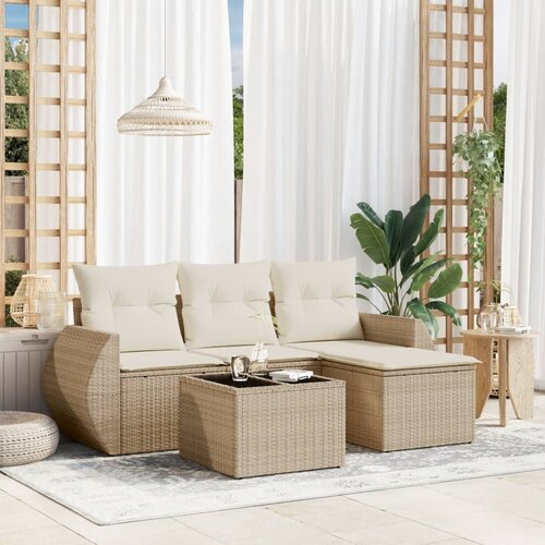 vidaXL 5-dijelni vrtni set sofa s jastucima bež od poliratana Cijene