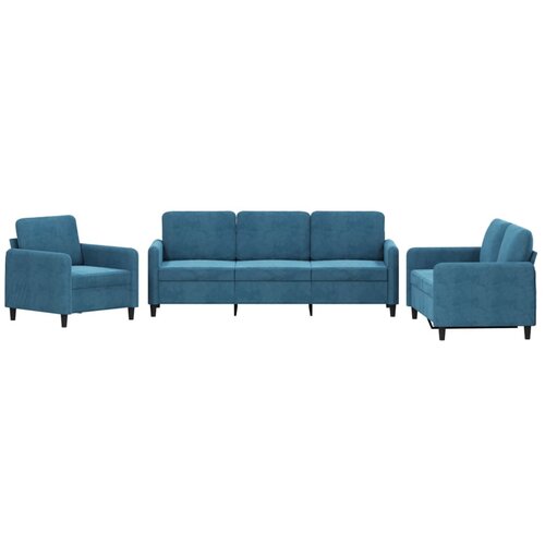 Maison Chic Sedežna garnitura - kavč 3-delna moder žamet, (21728302) Cene