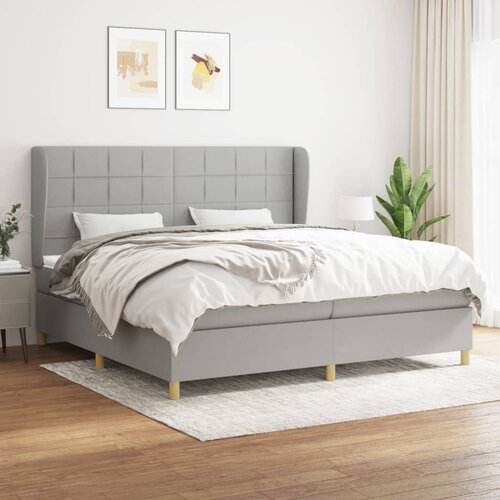 The Living Store Box spring postelja z vzmetnico svetlo siva 200x200 cm blago - Box Spring Postelja, (21518092) Cene