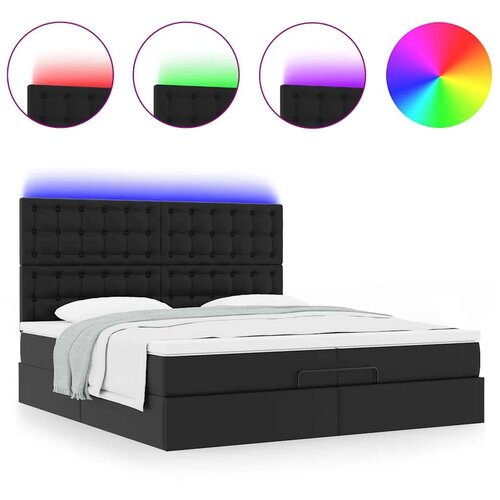 VidaXL otomanski okvir kreveta s madracima crni 200x200cm umjetna koža Slike