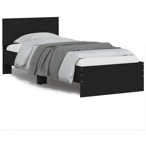 vidaXL Posteljni okvir z vzglavjem črn 90x190 cm inženirski les Cene