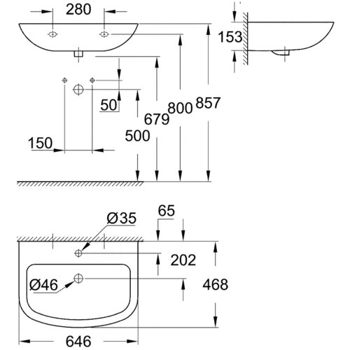 Grohe Bau Ceramic umivaonik 65 39420000 Slike