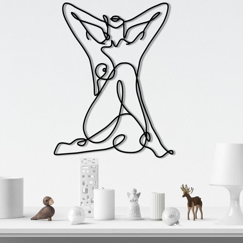 geometric nude woman black decorative metal wall accessory Slike