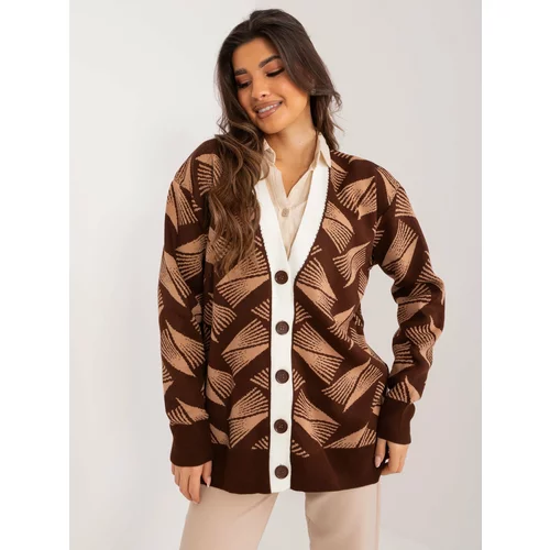 Fashion Hunters Brown and camel sweater with buttons