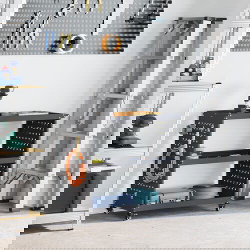 vidaXL Vozik za orodje s polico s kolesom s shranjevanjem Antracit 75 x 35 x 73 cm Metal Cene