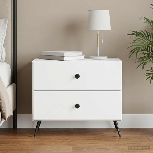  Noćni ormar Bijela 62 x 34,5 x 47,5 cm Konstruirano drvo Slike