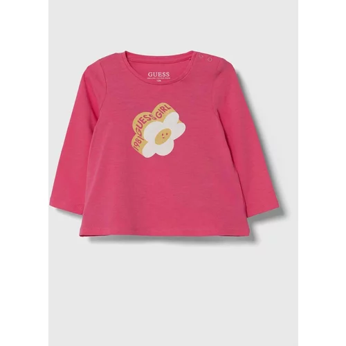Guess Majica z dolgimi rokavi za dojenčka roza barva, A4YI02 K6YW4